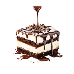 Delicious Chocolate Cake Dessert Drizzled with Rich Ganache Chocolate Sauce and Shavings