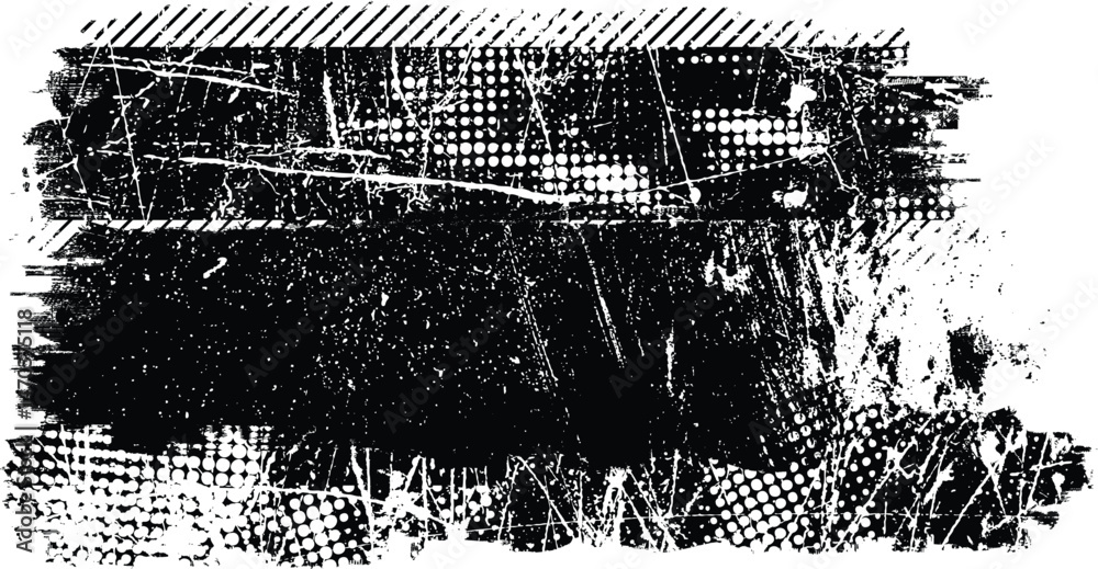 Aufkleber Grunge textured banner with rough edges. Speckled texture. Overlay grunge texture . Simply place texture over any object to create grunge effect . Banner with scratched surface for your design. 