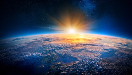 beautiful sunrise over the earth from space