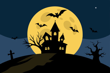 Fototapeta premium halloween background with haunted house