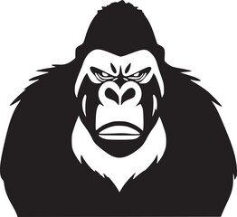 Gorilla Head Vector - Primal Force: Minimalist Angry Gorilla in Negative Space