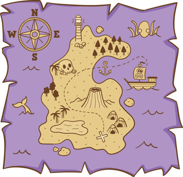 fascinating pirate-themed map for kids to embark on a treasure hunt