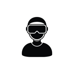 virtual reality headset user black silhouette
