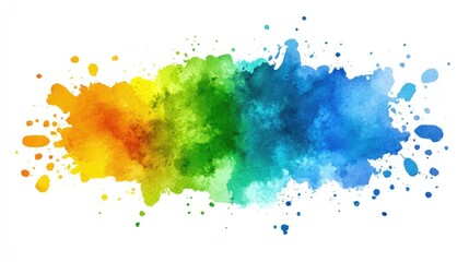 Fototapeta premium Colorful watercolor paint splatter design on a white background.
