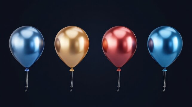 Zestaw b&Aring;yszcz&Auml;cych balon&Atilde;&sup3;w w kszta&Aring;cie serc w odcieniach r&Atilde;&sup3;&Aring;&frac14;u i niebieskiego wyodrebnione z tla