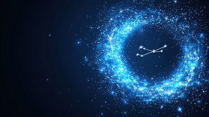 Obraz premium Glowing blue ring cosmic design with constellation