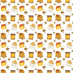 Beekeeping seamless pattern. Background with cute beekeeping elements.