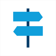 directional signpost with two blank arrows pointing opposite directions representing guidance or decision