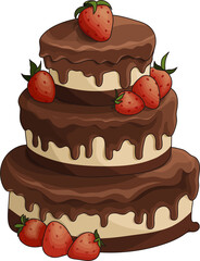 Chocolate Strawberry 3 Tiered Cake