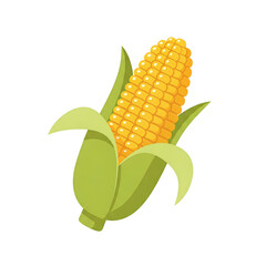 Freshly Harvested Ear of Corn Illustration Perfect for Agriculture Websites Blogs and Food Packaging Designs Featuring Vibrant Yellow Kernels and Lush Green Husks on a Transparent Background