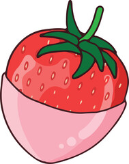 Red strawberries coated with light pink chocolate
