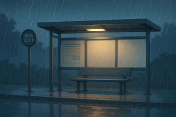 Bus stop in the night