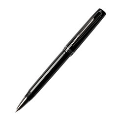 A shiny black pen on a plain black background image