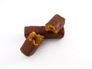 chocolate snack on white background