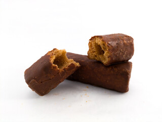 chocolate snack on white background