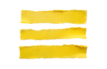 Yellow Ripped Paper Torn Edges Strips Isolated on Transparent Background