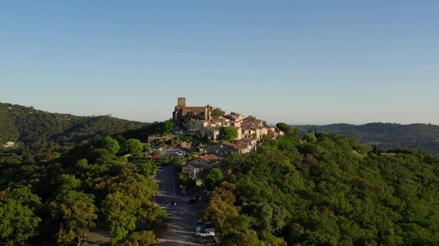 Aerial view of Gassin France at sunset in the French Riviera