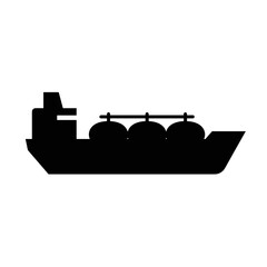 Obraz premium Oil Tanker Silhouette Transporting Cargo on a Simple Background 