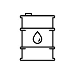 Oil barrel line art illustration with a droplet symbol  