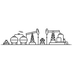 Oil industry pipeline route illustration in line art style  