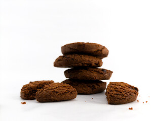 chocolate cookies isolated on white