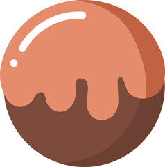 Chocolate balls dripping with orange syrup