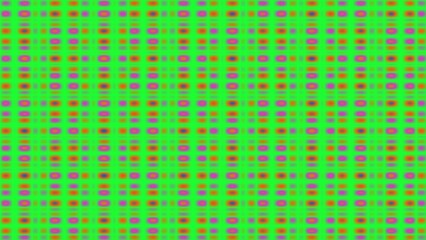Vibrant repeating geometric pattern in orange, pink, and green hues