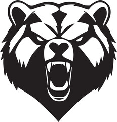 Bear Head Vector - Primal Strength: Minimalist Angry Bear Head in Negative Space