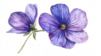 Exquisite Violet Wildflower Watercolor Floral Isolated Image