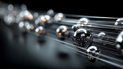 Shiny spheres on thin lines.