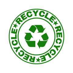 stamp with recycle symbol, recycled stamp, label, stamp, tag, icon for advertising, marketing and promotion, stamp for packaging bag, box.