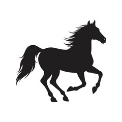 a silhouette of a running horse vector art