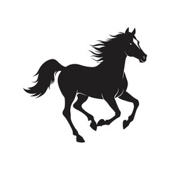 a silhouette of a running horse vector art