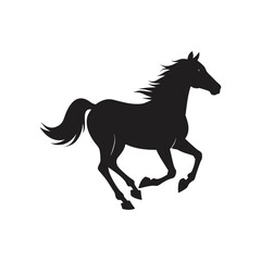 a silhouette of a running horse vector art