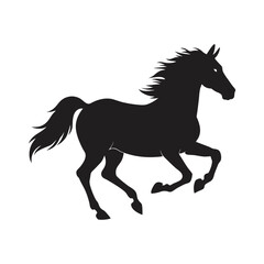 a silhouette of a running horse vector art