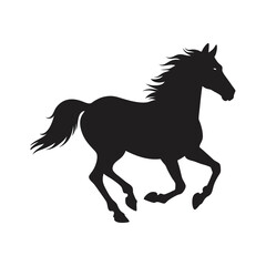 a silhouette of a running horse vector art