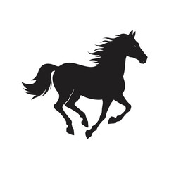 a silhouette of a running horse vector art