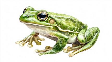 Fototapeta premium Vibrant Watercolor Green Frog Illustration - Hand Painted Nature Artwork