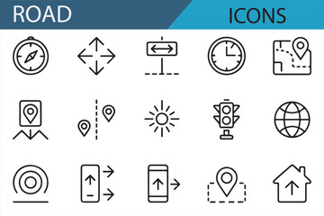 Roadway Traffic and Directional Signs Icon Pack