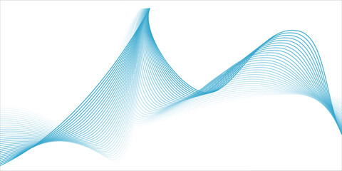 Abstract blue smooth wave on a white background. Dynamic sound wave. Design element.