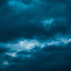 Obraz premium Bright blue sky with fluffy white clouds on a winter day