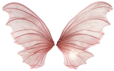 fantasy fairy wings with transparent iridescent and petal textures on transparent background, isolated illustration for magical costume design digital art or fantasy elements © TyliJura