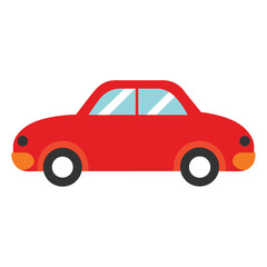 A red automobile vector illustration depicts a classic toy car isolated for transport design