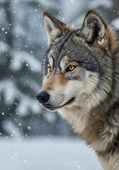 Obraz premium Winter Wolf: Majesty in the Snowfall AI Generated