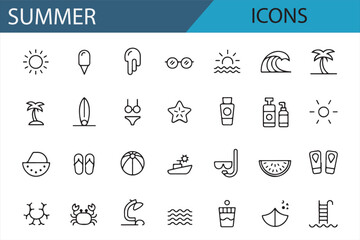  Iconic Summer Symbols for Use in Travel, Tropical, and Leisure Designs