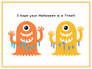 ハロウィーン■ハロウィーンモンスターのイラストセット■ポストカード   © yuriharu