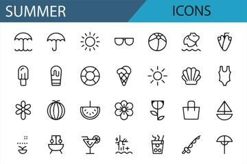 Simple and Iconic Illustrations Representing Summer Activities