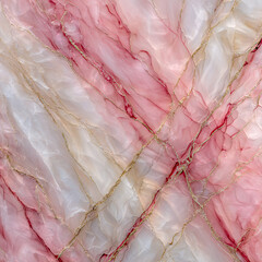 Ethereal Marble: A close-up view of a polished marble surface, showcasing the natural beauty of its veined texture with delicate strokes of pink and gold, capturing the timeless elegance of the stone.