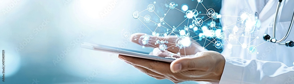 Aufkleber a doctor is utilizing technology with modern medical insights