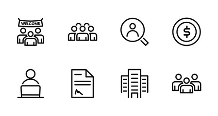 Hiring Process Line Icons. Recruitment, Job Application, Interview, Candidate Selection Vector Set